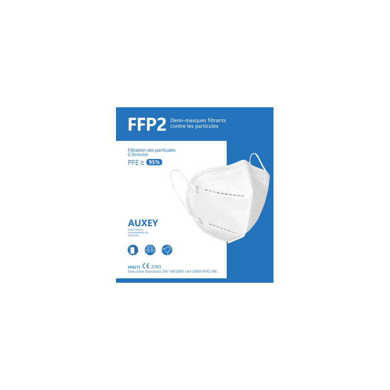 Masque chirurgical 3 plis FFP1 sans latex - Boite de 50 unités